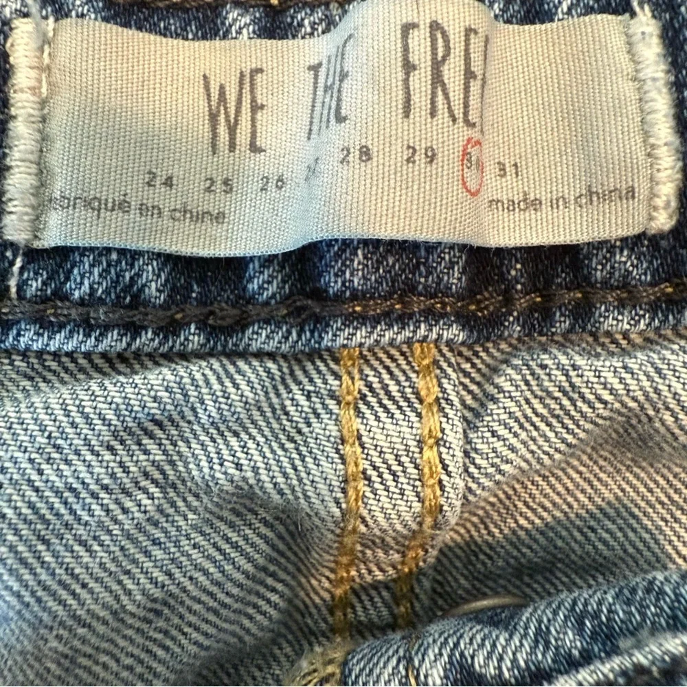 We the Free Women's 30 Button Fly Frayed Hem 100% Cotton Denim Skirt Back Buckle - Picture 8 of 9